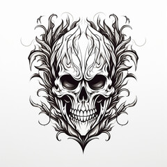 Abstract Skull with Flames