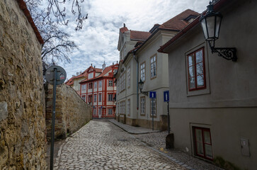 Novy Svet, a historical colorful  street of Hradcany in Prague, the Czech Republic
