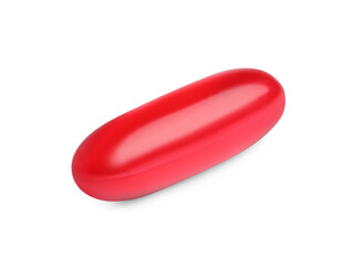 One red pill isolated on white. Medicinal treatment