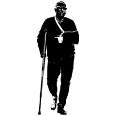 Vector of an injured mature man with bandage on head