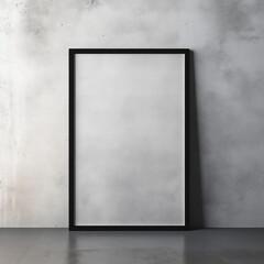 Black frame photo mockup on a concrete grey background