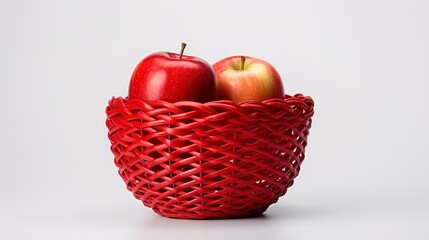 apples in a basket, white background