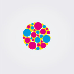 Icône abstraite Logo Design Variation Communications  Dialogue Réseau Couleurs Primaires Vecteur