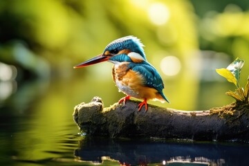 Kingfisher on the branch. Generative AI