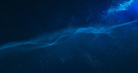 Fototapeta premium Snow driven by strong winds over rapidly growing snowdrifts. Christmas snowstorm. Bokeh particles. 3D render.