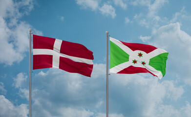 Burundi and Denmark flags, country relationship concept