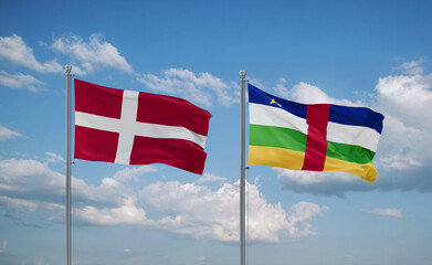 Central African Republic and Denmark flags, country relationship concept