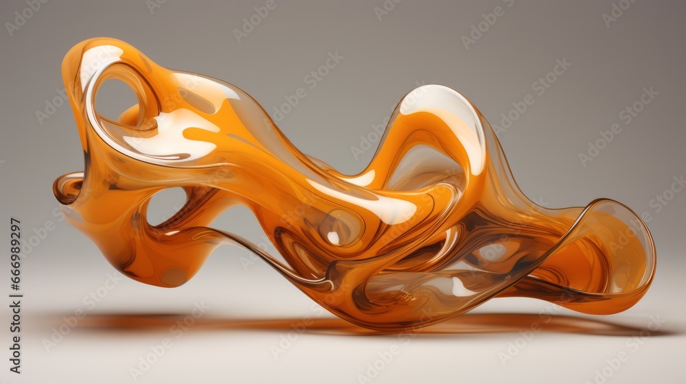 Poster abstract sculpture with fluid and dynamic forms