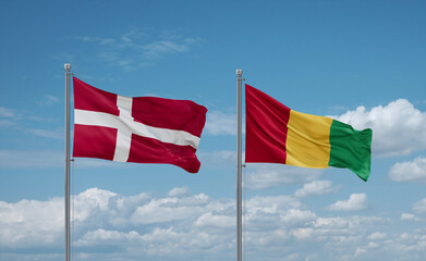 Guinea and Denmark flags, country relationship concept