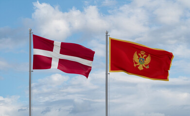 Montenegro and Denmark flags, country relationship concept