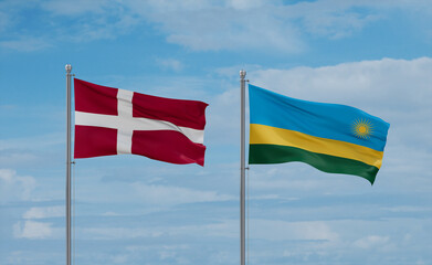 Rwanda and Denmark flags, country relationship concept