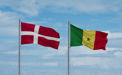 Senegal and Denmark flags, country relationship concept