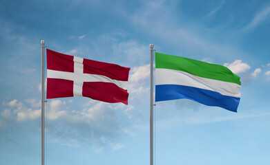 Sierra Leone and Denmark flags, country relationship concept