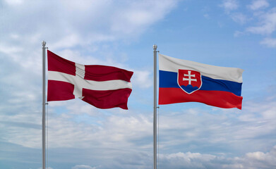 Slovakia and Denmark flags, country relationship concept