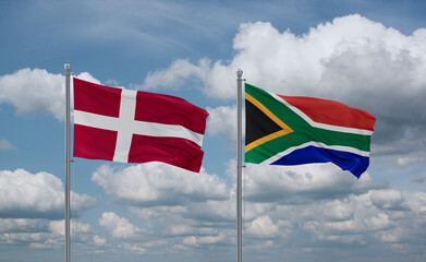 South Africa and Denmark flags, country relationship concept