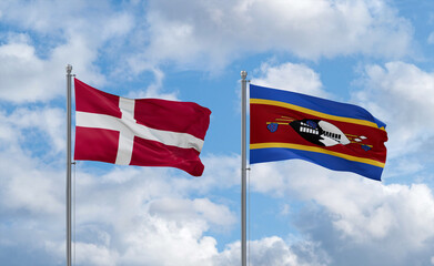 Eswatini and Denmark flags, country relationship concept