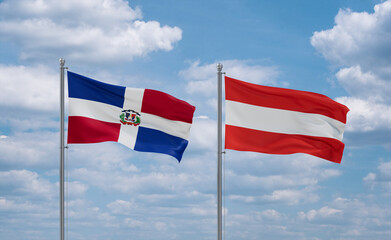 Austria and Dominican flags, country relationship concept