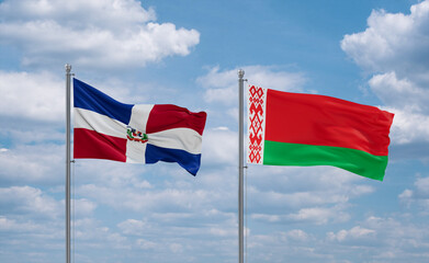 Belarus and Dominican flags, country relationship concept