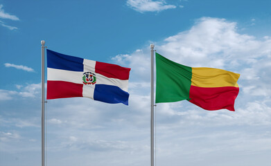 Benin and Dominican flags, country relationship concept