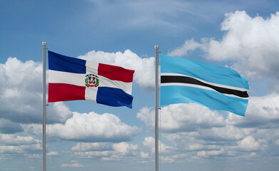 Botswana and Dominican flags, country relationship concept