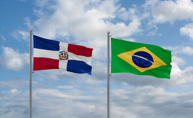 Dominican and Brazil flags, country relationship concept