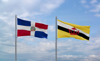 Brunei and Dominican flags, country relationship concepts