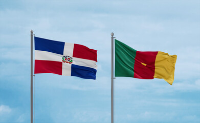 Cameroon and Dominican flags, country relationship concept