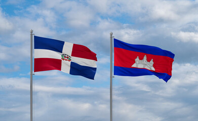 Cambodia and Dominican flags, country relationship concept