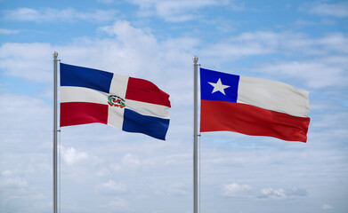 Chile and Dominican flags, country relationship concept