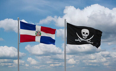Pirate and Dominican flags, country relationship concept