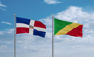 Congo and Dominican flags, country relationship concept