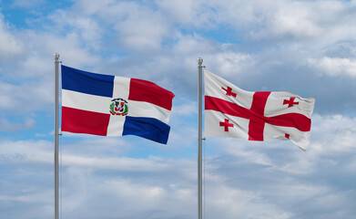 Georgia and Dominican flags, country relationship concept