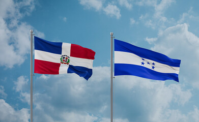Honduras and Dominican flags, country relationship concept