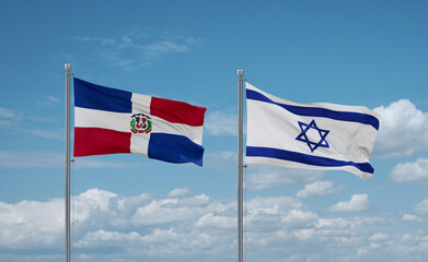 Israel and Dominican flags, country relationship concept