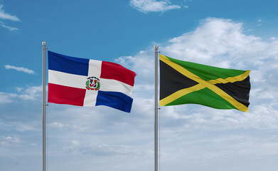 Jamaica and Dominican flags, country relationship concept