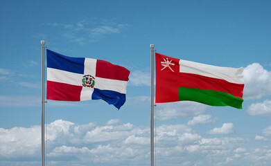 Oman and Dominican flags, country relationship concept