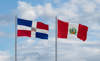 Peru and Dominican flags, country relationship concept