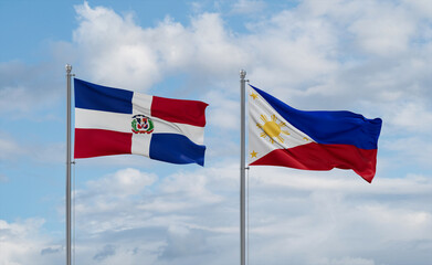 Philippines and Dominican flags, country relationship concept