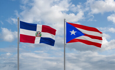 Puerto Rico and Dominican flags, country relationship concept