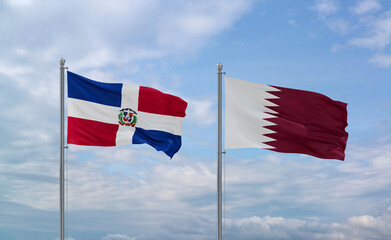 Qatar and Dominican flags, country relationship concept