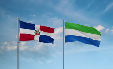 Sierra Leone and Dominican flags, country relationship concept