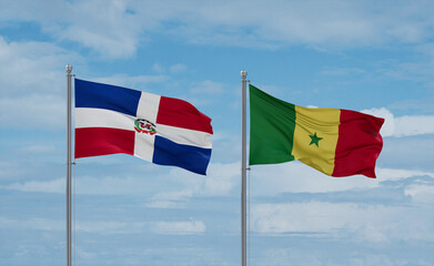 Senegal and Dominican flags, country relationship concept