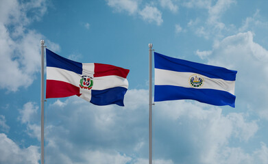 Salvador and Dominican flags, country relationship concept