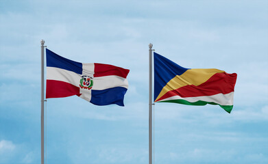 Seychelles and Dominican flags, country relationship concept