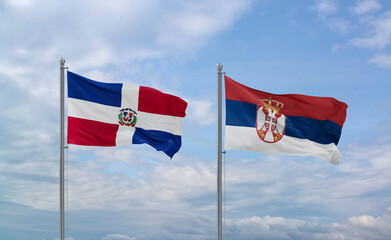 Serbia and Dominican flags, country relationship concept
