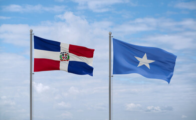 Somalia and Dominican flags, country relationship concept