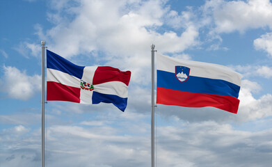 Slovenia and Dominican flags, country relationship concept