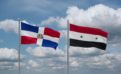 Syrian and Dominican flags, country relationship concept