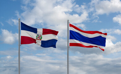 Thailand and Dominican flags, country relationship concept