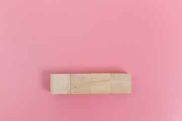 Concept of education and development. Blank wooden cube block sort on table use for create text or...